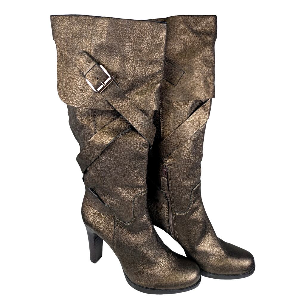 Via Spiga High Heel Hanna Bronze Leather Knee Length Boot Size 9 1/2 NWOB